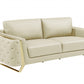90" Beige Italian Leather And Gold Sofa By Homeroots | Sofas | Modishstore - 2