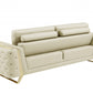 90" Beige Italian Leather And Gold Sofa By Homeroots | Sofas | Modishstore - 3