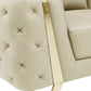 90" Beige Italian Leather And Gold Sofa By Homeroots | Sofas | Modishstore - 7
