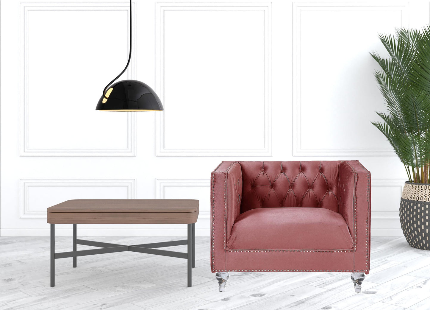 39" Black Tufted Arm Chair By Homeroots | Armchairs | Modishstore - 2