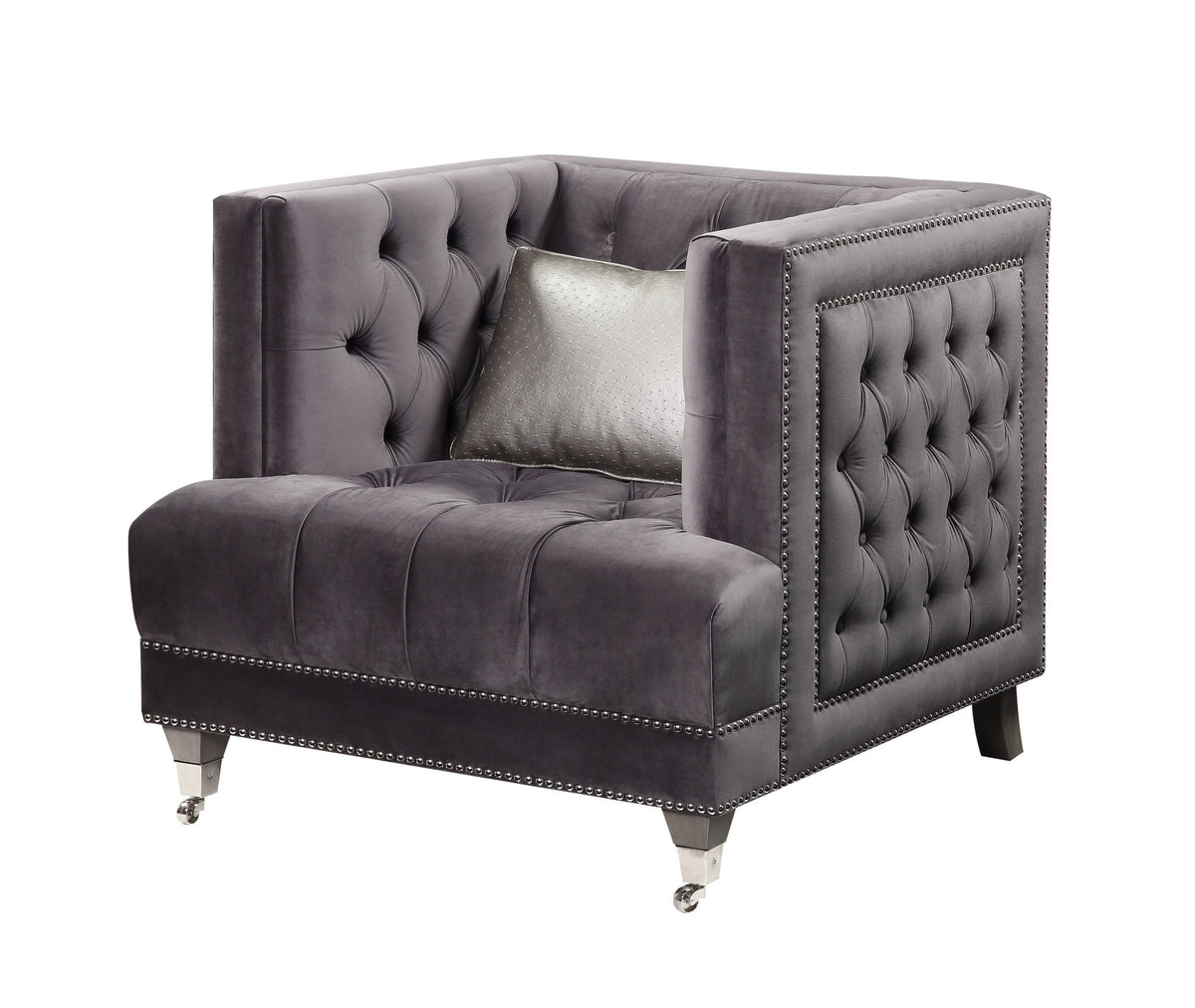 38" Black Tufted Arm Chair By Homeroots | Armchairs | Modishstore - 2
