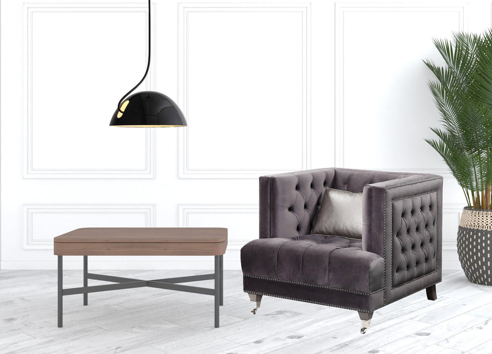 38" Black Tufted Arm Chair By Homeroots | Armchairs | Modishstore - 4