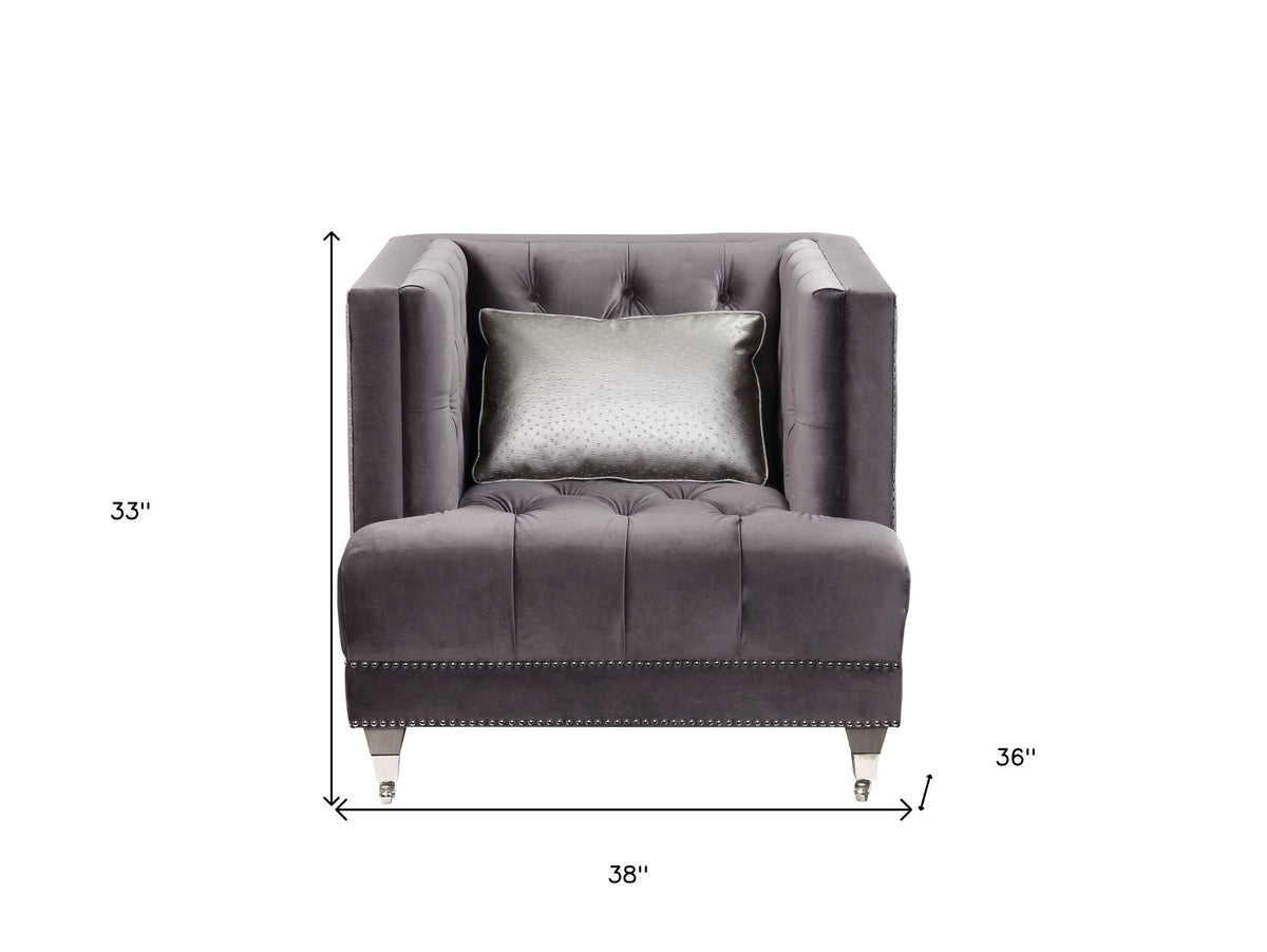 38" Black Tufted Arm Chair By Homeroots | Armchairs | Modishstore - 6