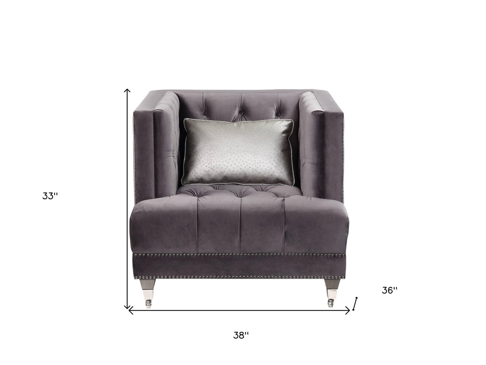 38" Black Tufted Arm Chair By Homeroots | Armchairs | Modishstore - 6