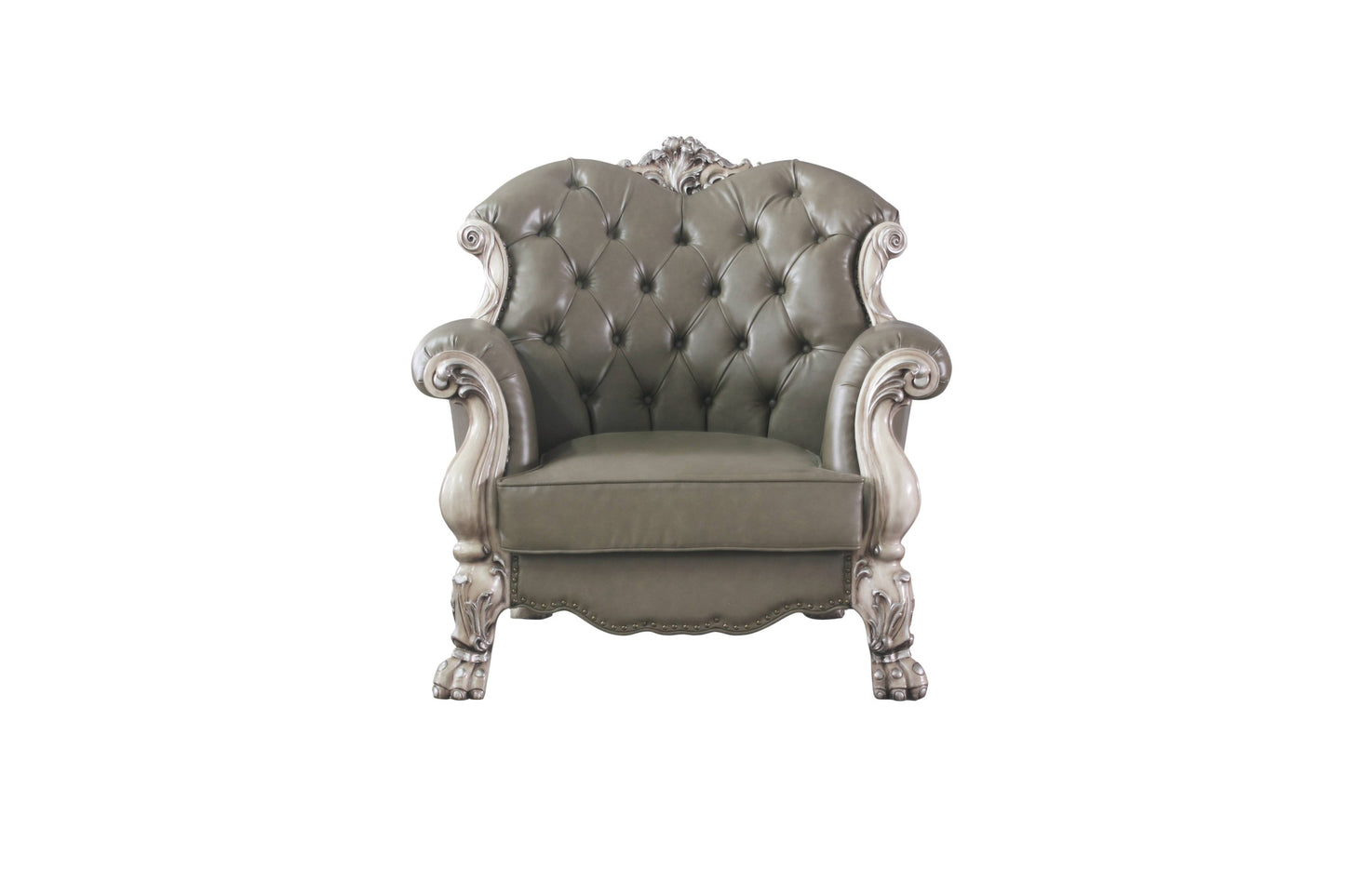 45" Bone White Faux Leather And Vintage Bone White Arm Chair By Homeroots | Armchairs | Modishstore