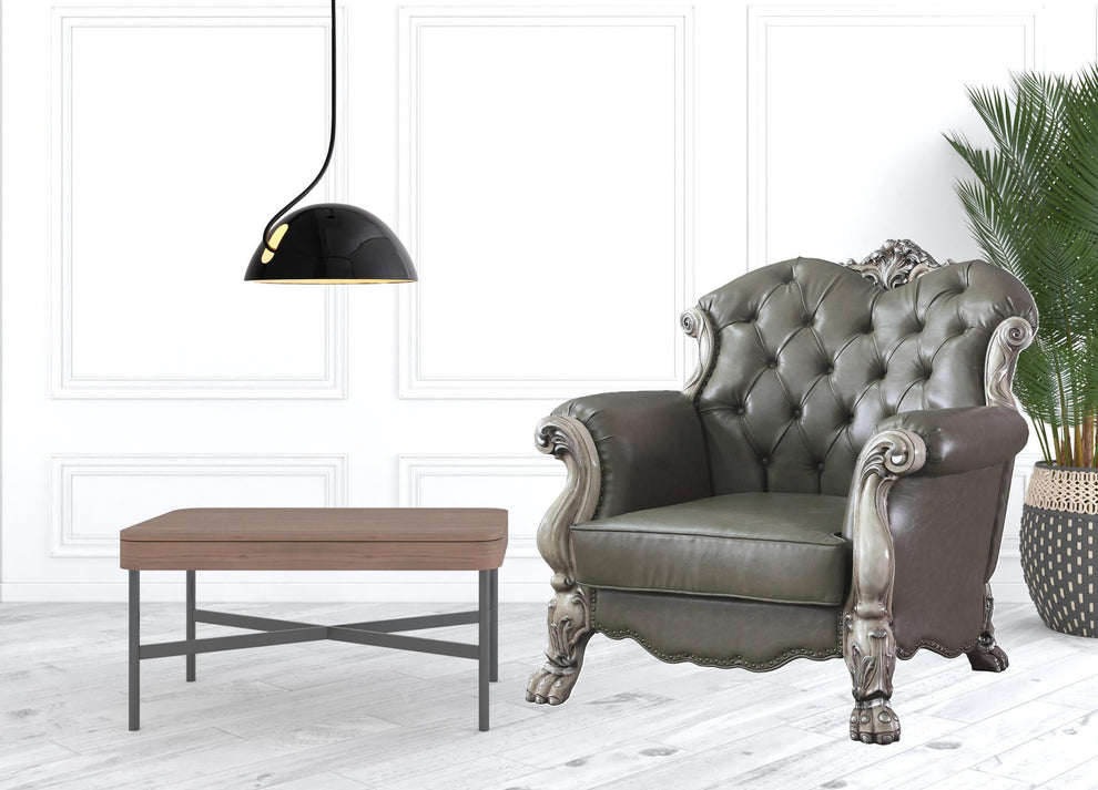 45" Bone White Faux Leather And Vintage Bone White Arm Chair By Homeroots | Armchairs | Modishstore - 5