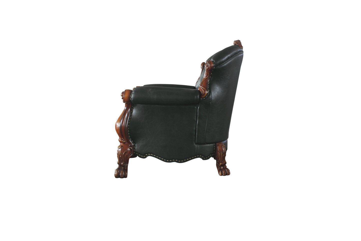 45" Cherry Oak Faux Leather Arm Chair By Homeroots