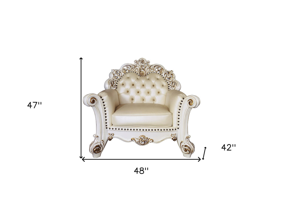 Antique Pearl Armchair By Homeroots | Armchairs | Modishstore - 5