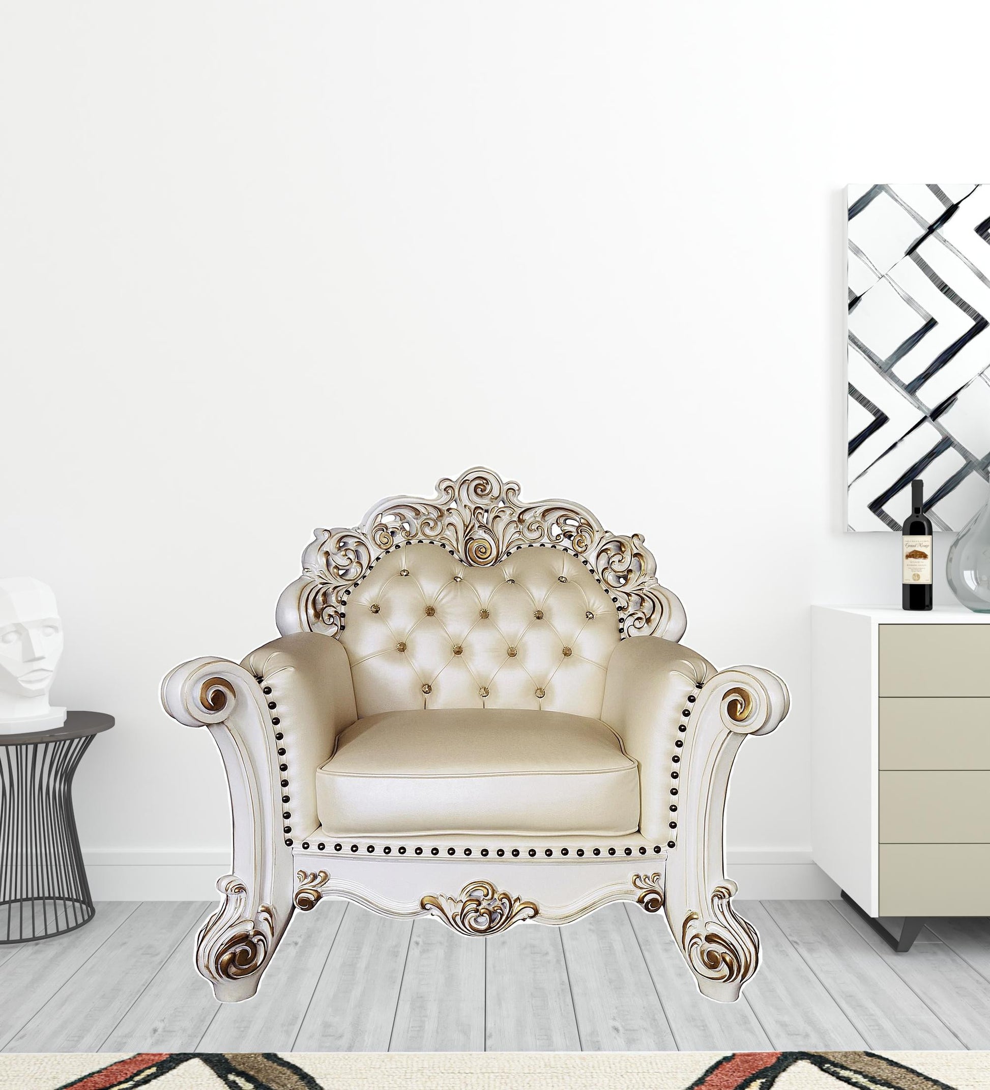 Antique Pearl Armchair By Homeroots | Armchairs | Modishstore - 2