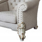 43" Two Tone Ivory Fabric And Antique Pearl Striped Arm Chair By Homeroots | Armchairs | Modishstore - 3