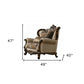 49" Tan And Brown Fabric Floral Tufted Wingback Chair By Homeroots