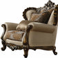 49" Tan And Brown Fabric Floral Tufted Wingback Chair By Homeroots | Armchairs | Modishstore - 4