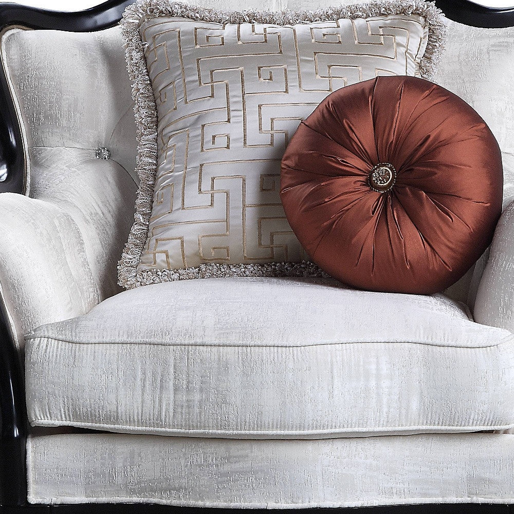 43" Beige Fabric And Black Tufted Arm Chair By Homeroots | Armchairs | Modishstore - 5