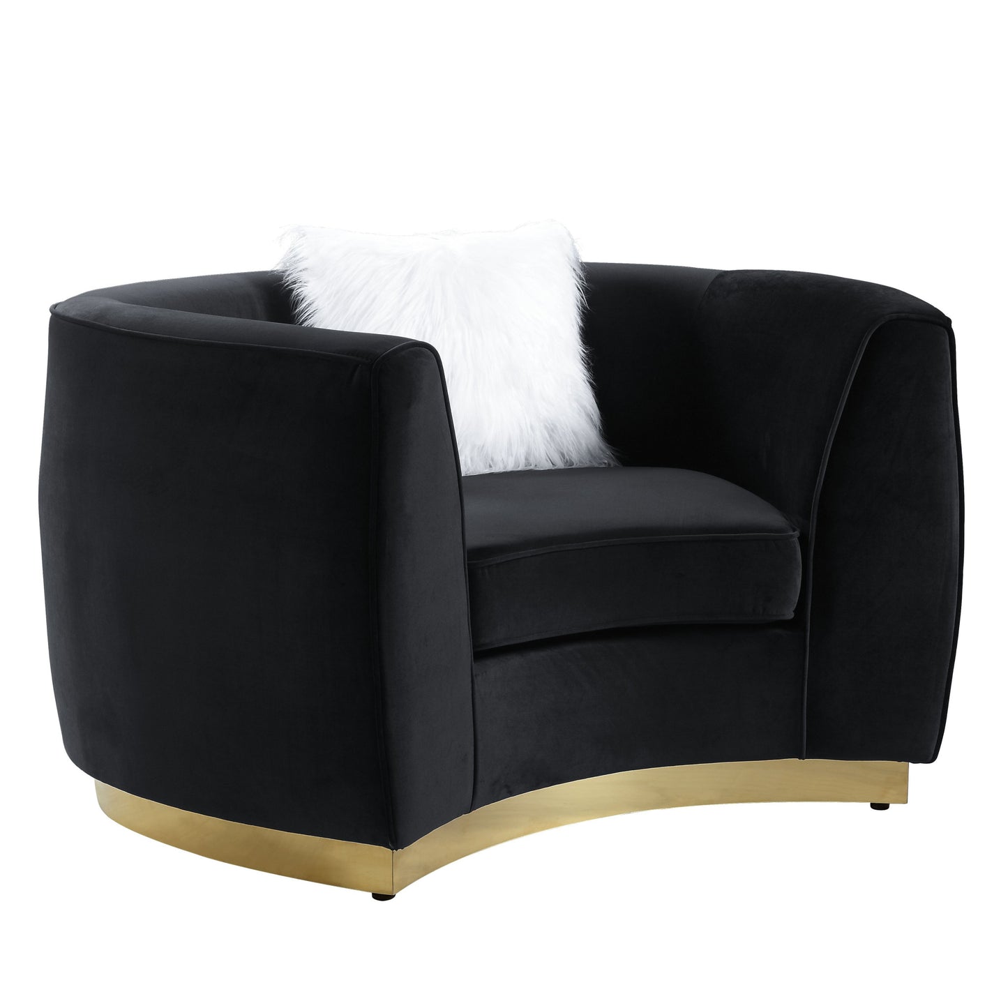 48" Black Velvet Chair And A Half By Homeroots | Armchairs | Modishstore - 4