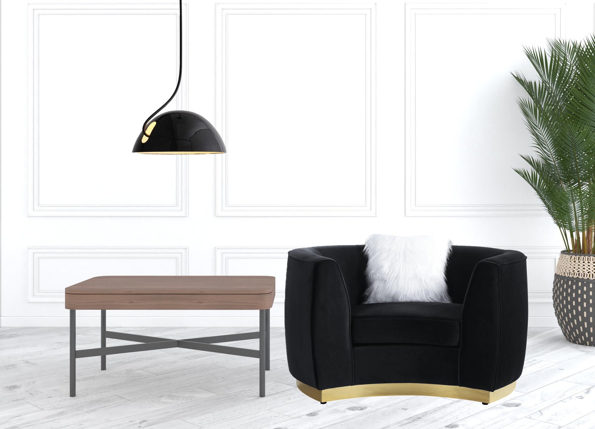 48" Black Velvet Chair And A Half By Homeroots | Armchairs | Modishstore - 3
