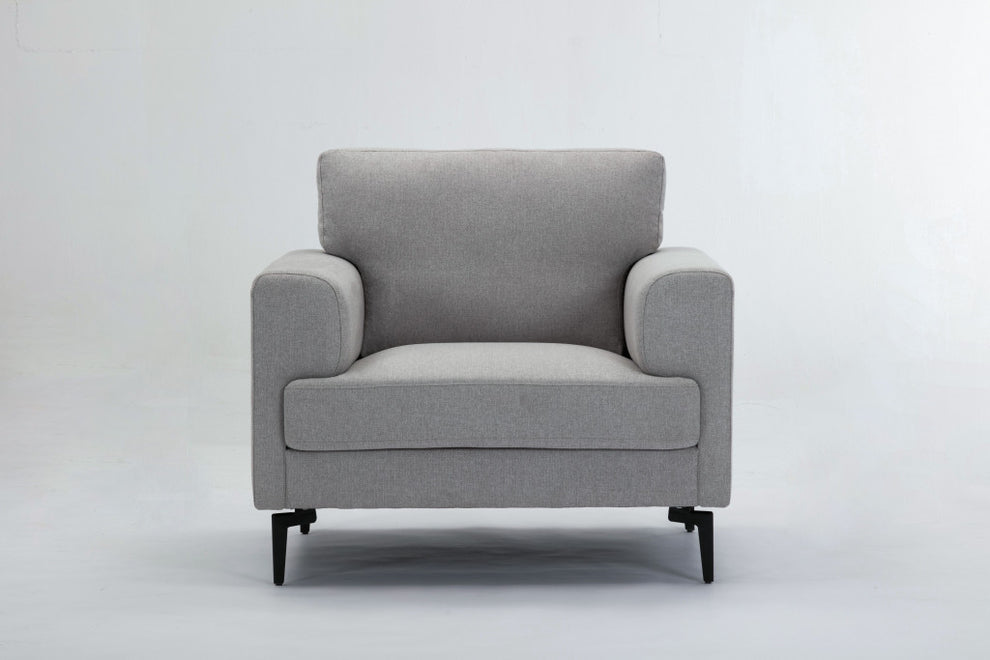 41" Light Gray And Black Linen Arm Chair By Homeroots | Armchairs | Modishstore - 5