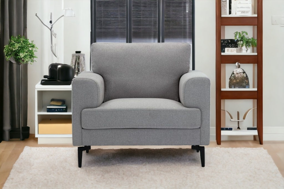 41" Light Gray And Black Linen Arm Chair By Homeroots | Armchairs | Modishstore - 4