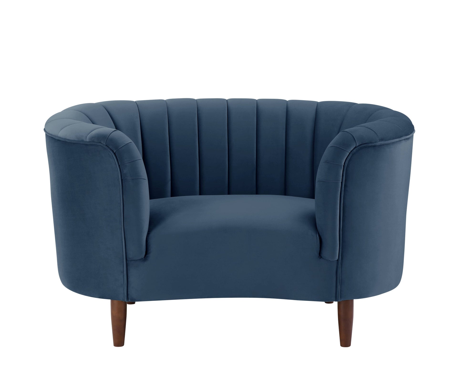 52" Blue Velvet And Black Striped Arm Chair By Homeroots | Armchairs | Modishstore
