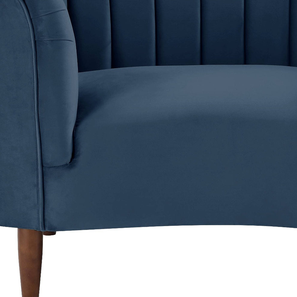 52" Blue Velvet And Black Striped Arm Chair By Homeroots | Armchairs | Modishstore - 3