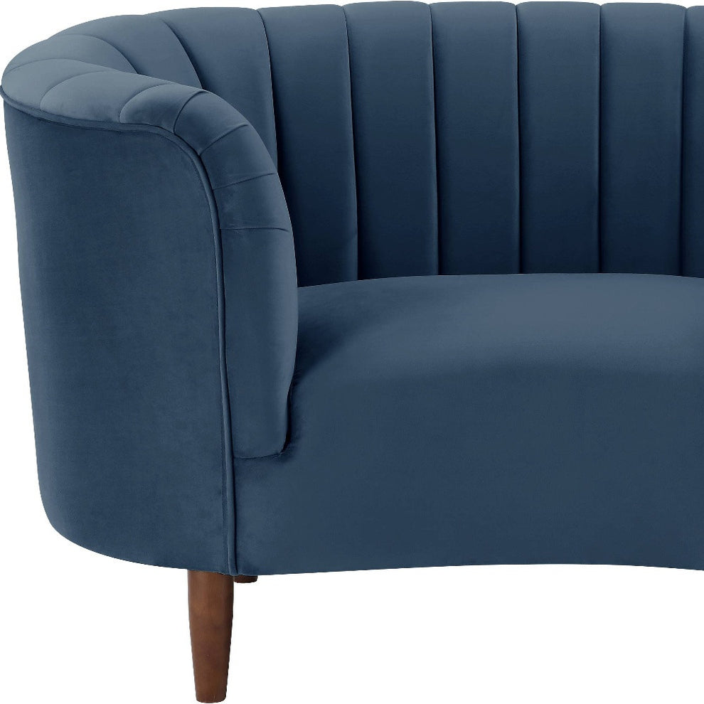 52" Blue Velvet And Black Striped Arm Chair By Homeroots | Armchairs | Modishstore - 4