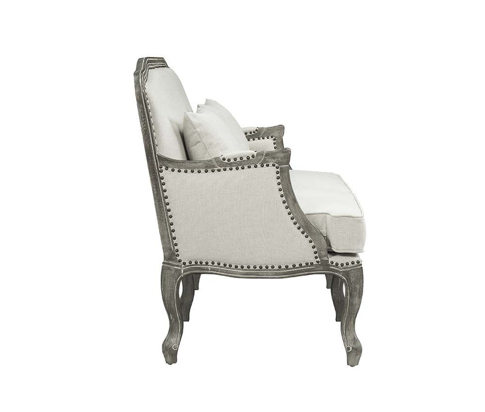 29" Cream And Brown Linen Arm Chair By Homeroots | Armchairs | Modishstore - 3
