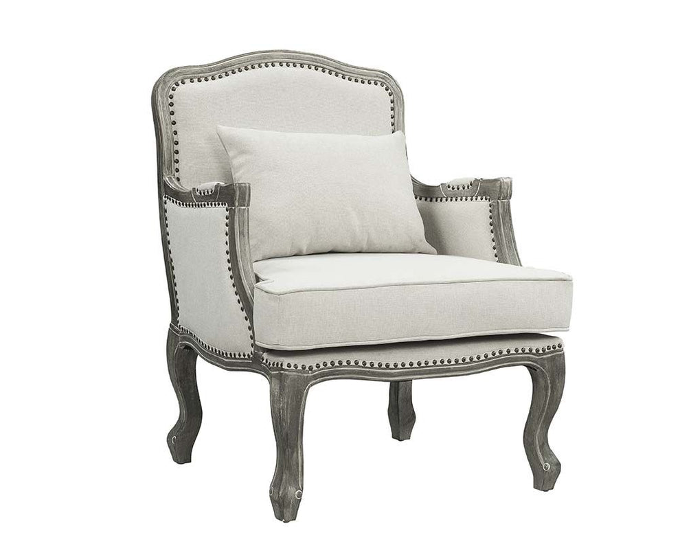 29" Cream And Brown Linen Arm Chair By Homeroots | Armchairs | Modishstore - 2
