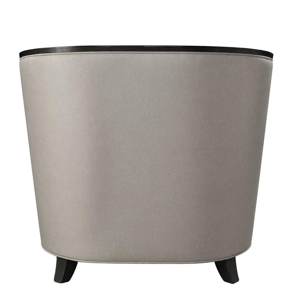 38" Beige Fabric And Black Barrel Chair By Homeroots | Armchairs | Modishstore - 4