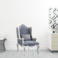 31" Blue White And Brown Fabric And White Striped Wingback Chair By Homeroots | Armchairs | Modishstore - 5