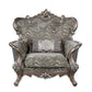 47" Gray Fabric And Antique Bronze Floral Tufted Wingback Chair By Homeroots | Armchairs | Modishstore