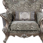 47" Gray Fabric And Antique Bronze Floral Tufted Wingback Chair By Homeroots