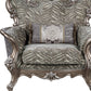 47" Gray Fabric And Antique Bronze Floral Tufted Wingback Chair By Homeroots | Armchairs | Modishstore - 4
