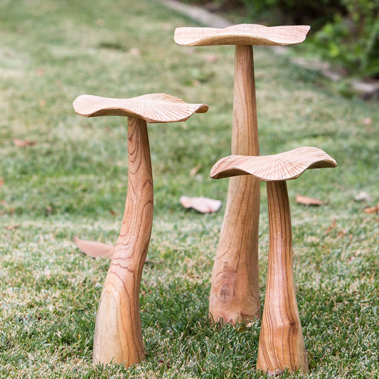 Garden Age Supply Chinaberry Mushroom Stakes Set of 2 ( 3 Pieces) | Outdoor Decor | Modishstore
