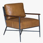 24" Brown Top Grain Leather And Black Solid Color Arm Chair By Homeroots