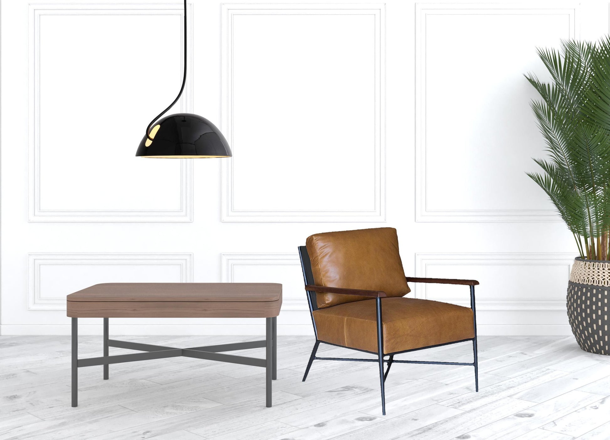 24" Brown Top Grain Leather And Black Solid Color Arm Chair By Homeroots | Armchairs | Modishstore - 4