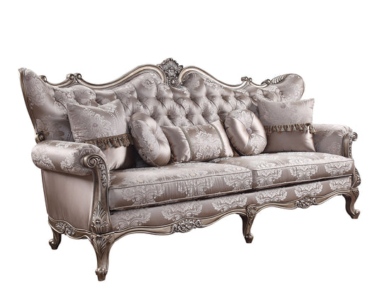 94" Fabric Imitation silk And Champagne Sofa With Five Toss Pillows By Homeroots