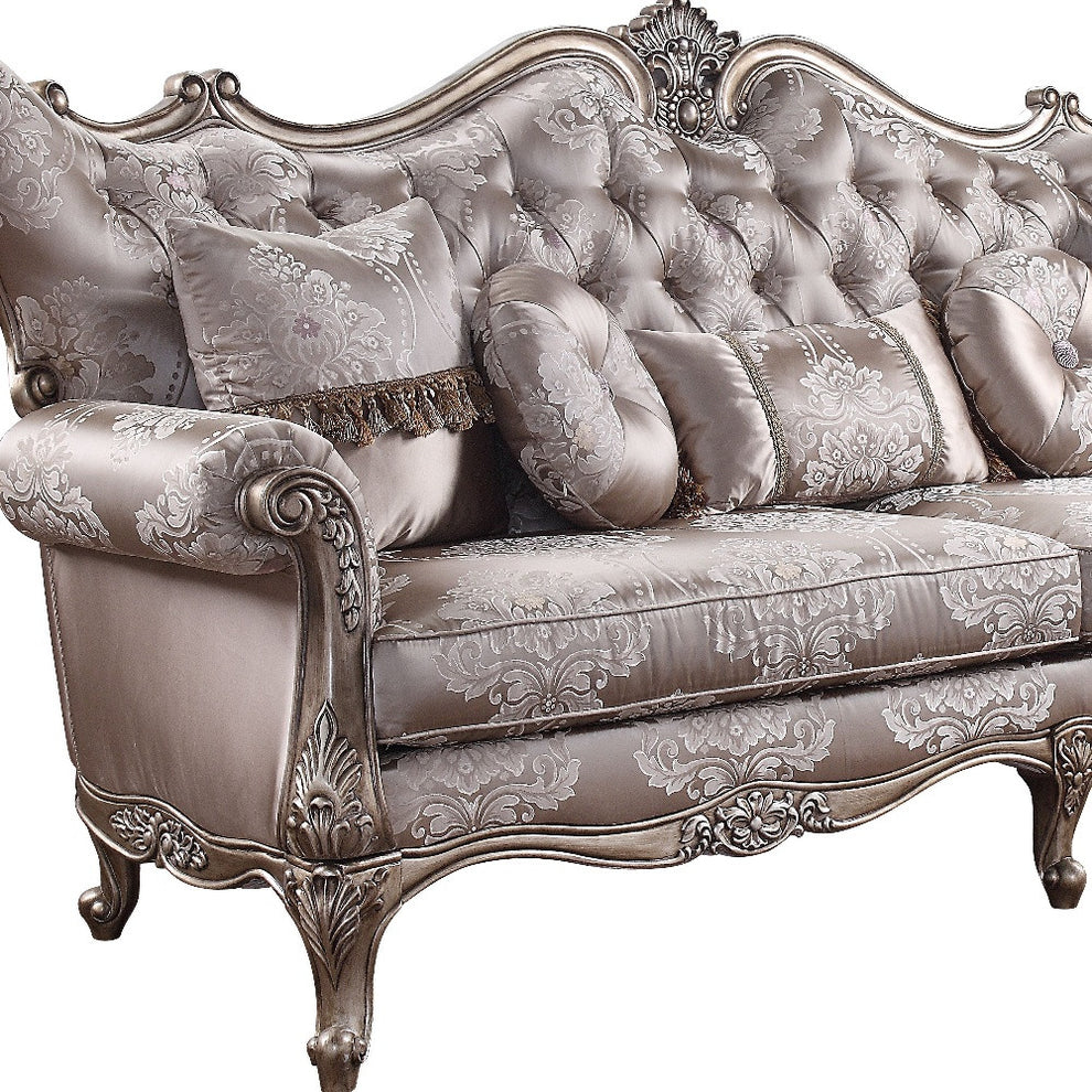 94" Fabric Imitation silk And Champagne Sofa With Five Toss Pillows By Homeroots | Sofas | Modishstore - 4
