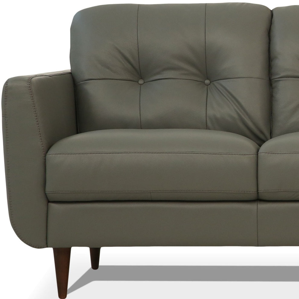83" Green Leather And Black Sofa By Homeroots | Sofas | Modishstore - 5