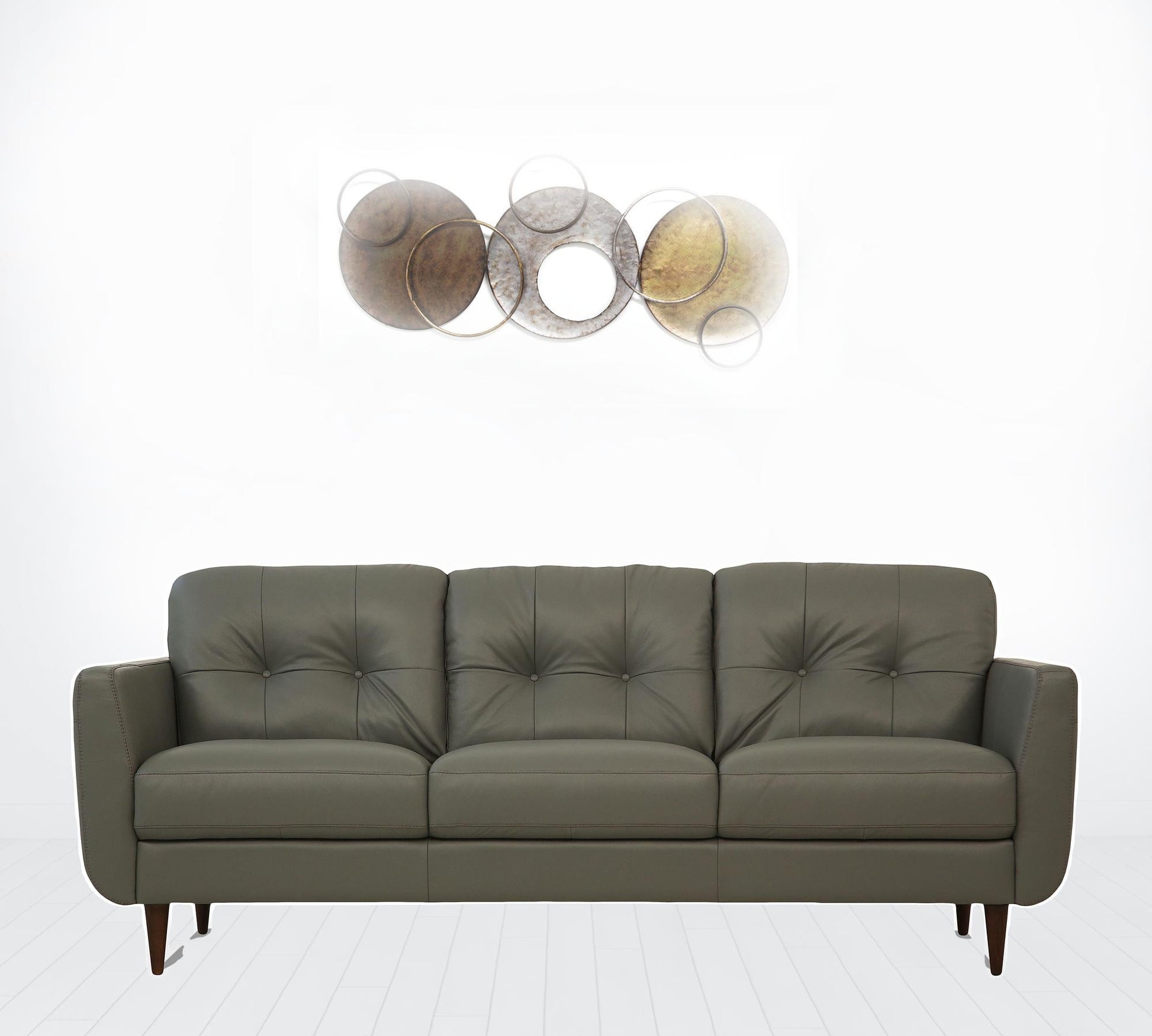 83" Green Leather And Black Sofa By Homeroots | Sofas | Modishstore - 3