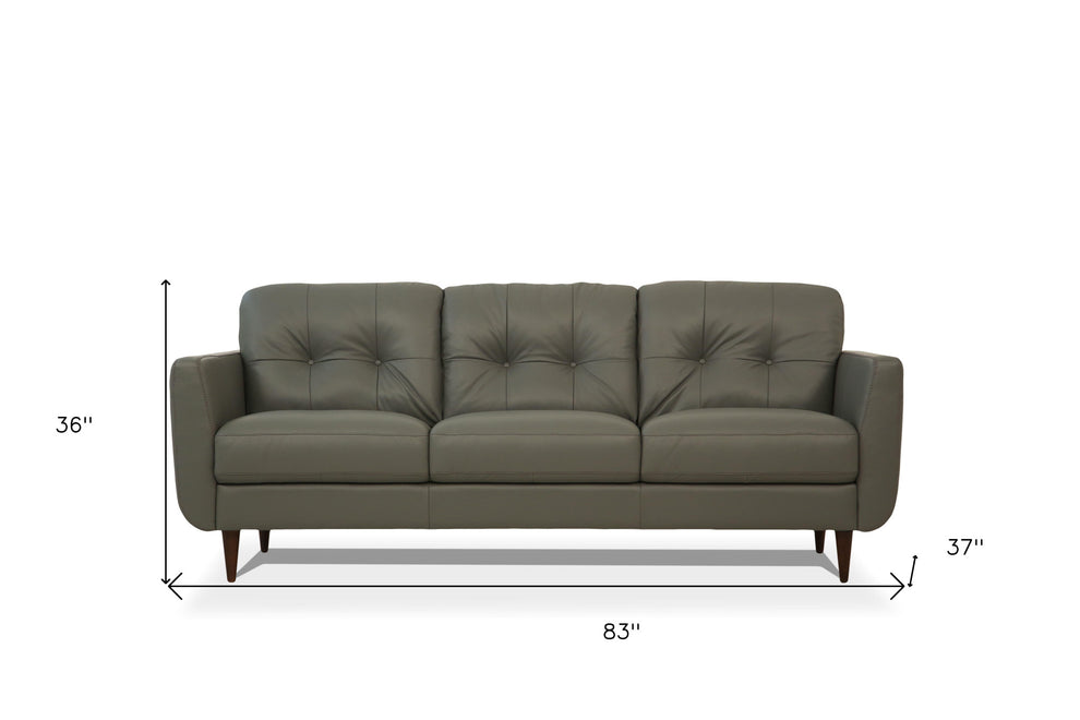 83" Green Leather And Black Sofa By Homeroots | Sofas | Modishstore - 6