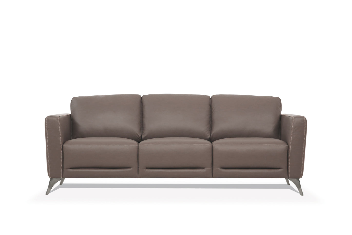 83" Taupe Leather And Black Sofa By Homeroots