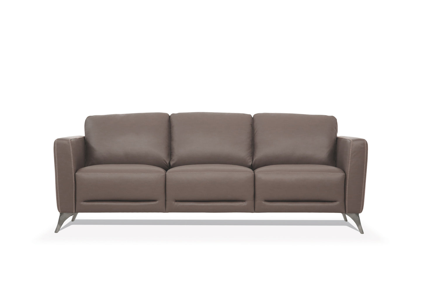 83" Taupe Leather And Black Sofa By Homeroots | Sofas | Modishstore