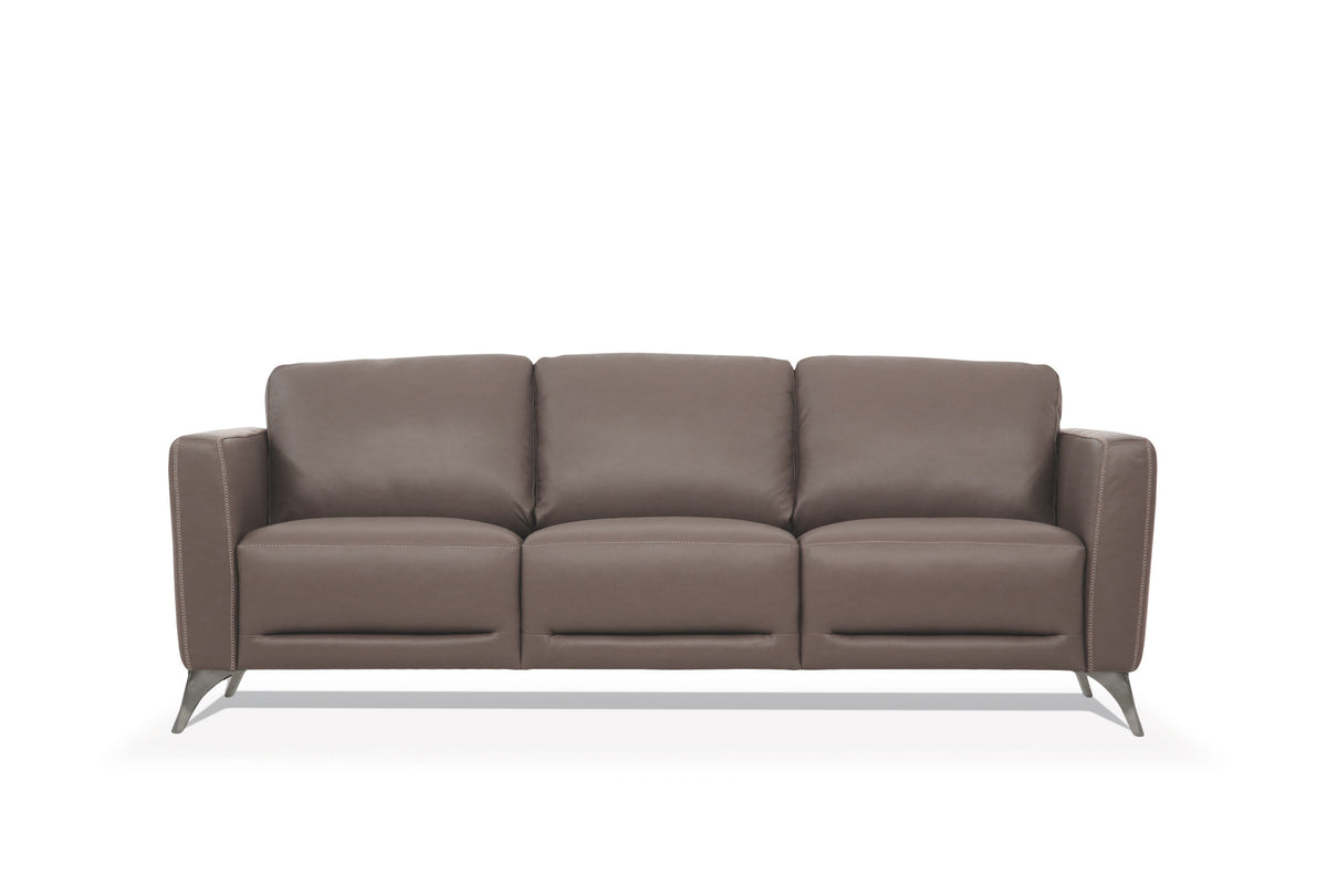 83" Taupe Leather And Black Sofa By Homeroots | Sofas | Modishstore
