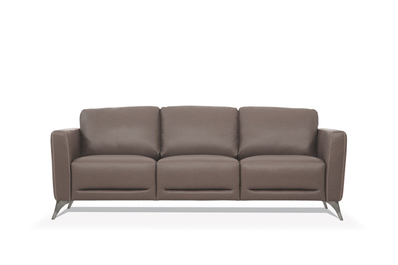 83" Taupe Leather And Black Sofa By Homeroots | Sofas | Modishstore