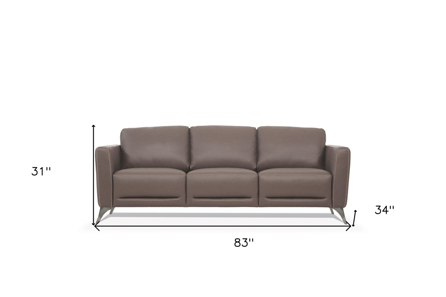 83" Taupe Leather And Black Sofa By Homeroots | Sofas | Modishstore - 5