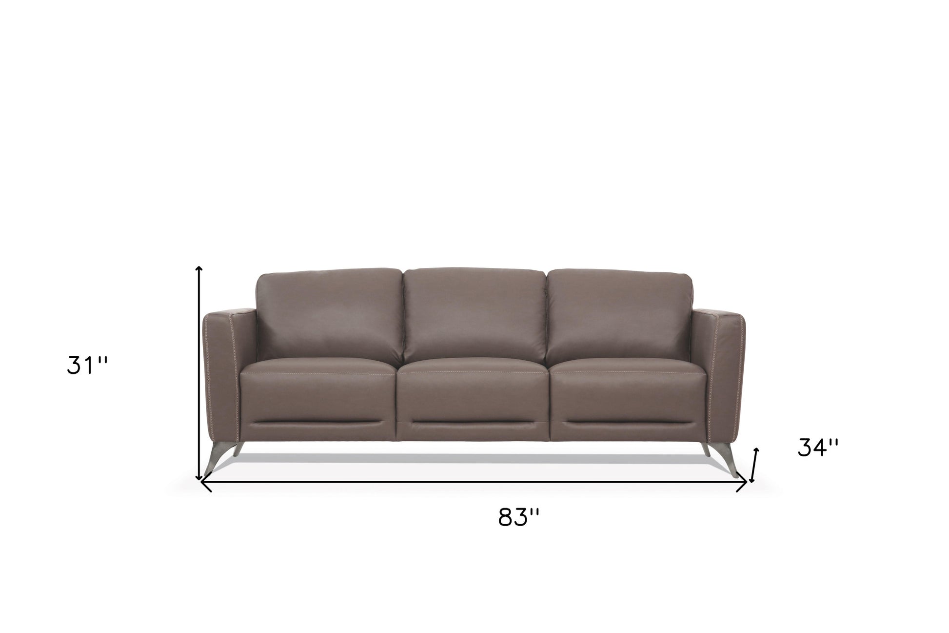 83" Taupe Leather And Black Sofa By Homeroots | Sofas | Modishstore - 5
