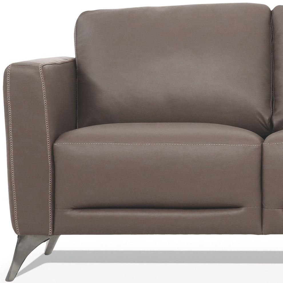 83" Taupe Leather And Black Sofa By Homeroots | Sofas | Modishstore - 4