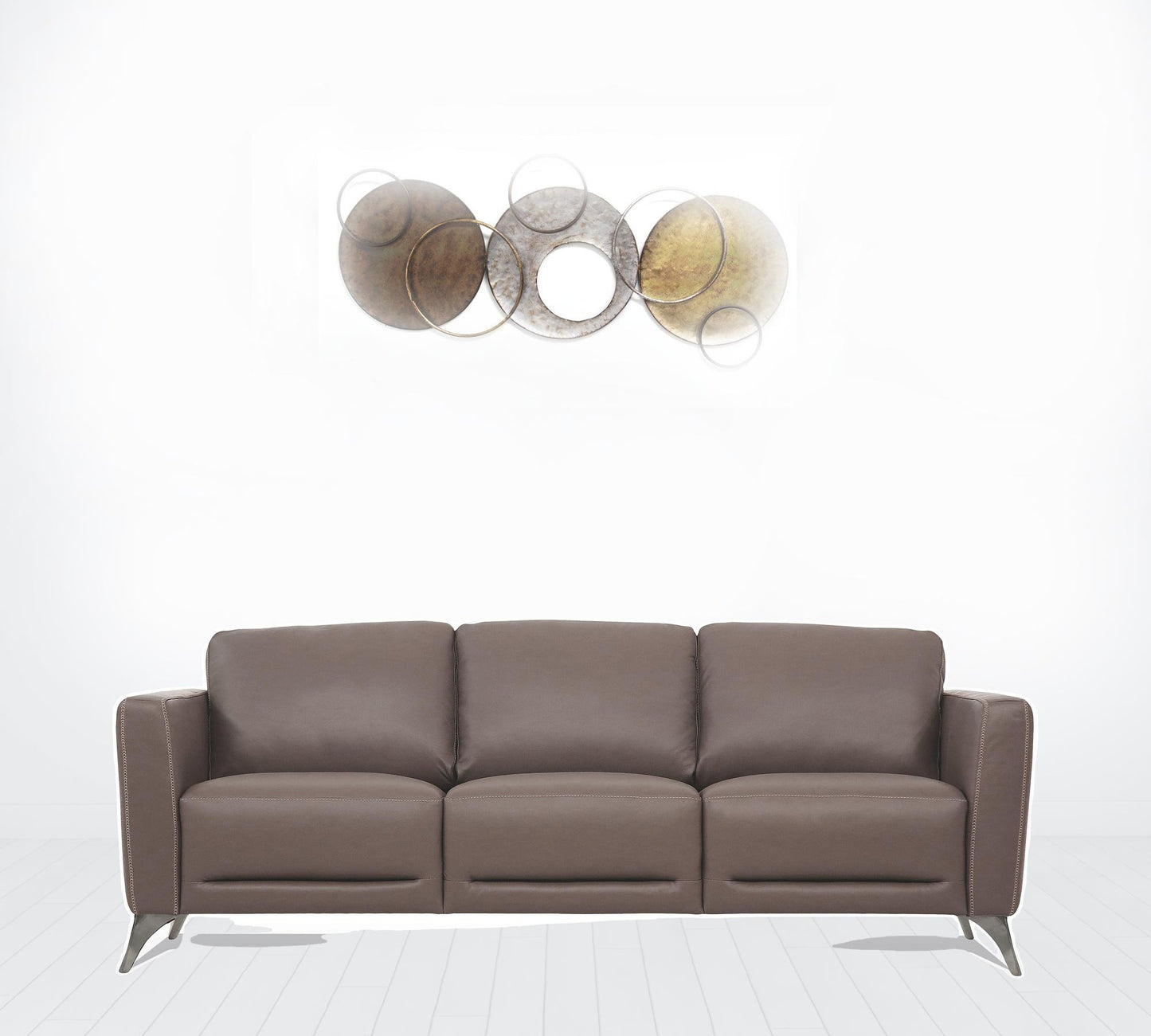 83" Taupe Leather And Black Sofa By Homeroots | Sofas | Modishstore - 2