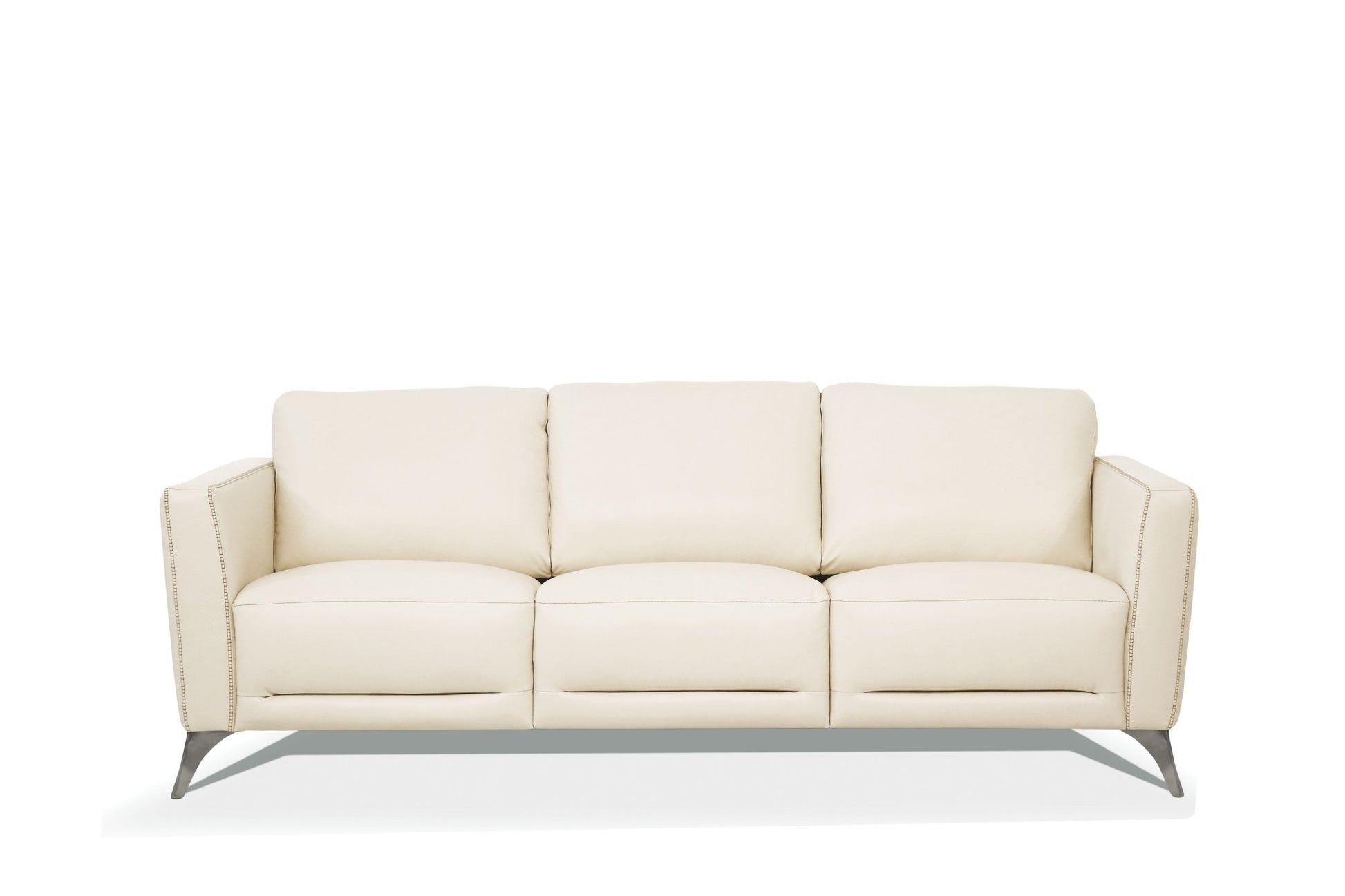 83" Cream Leather And Black Sofa By Homeroots | Sofas | Modishstore