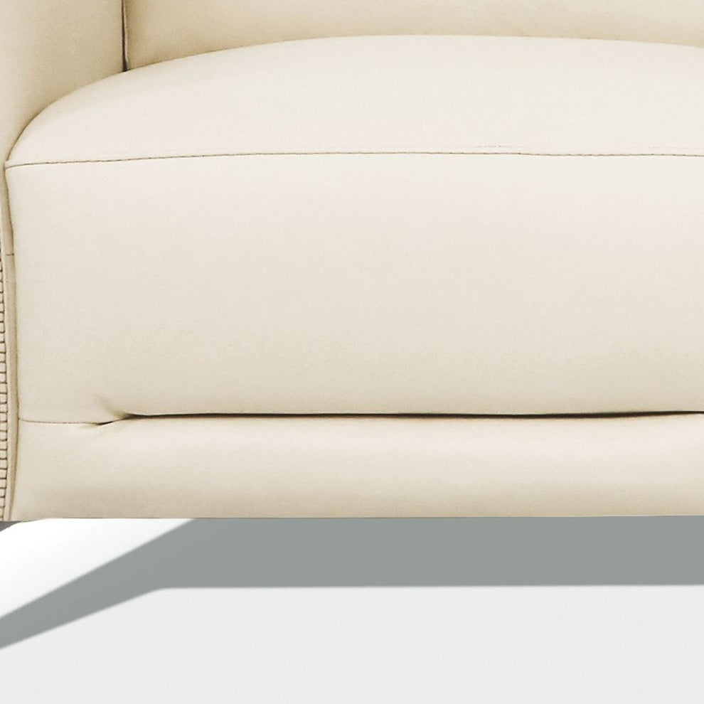83" Cream Leather And Black Sofa By Homeroots | Sofas | Modishstore - 3