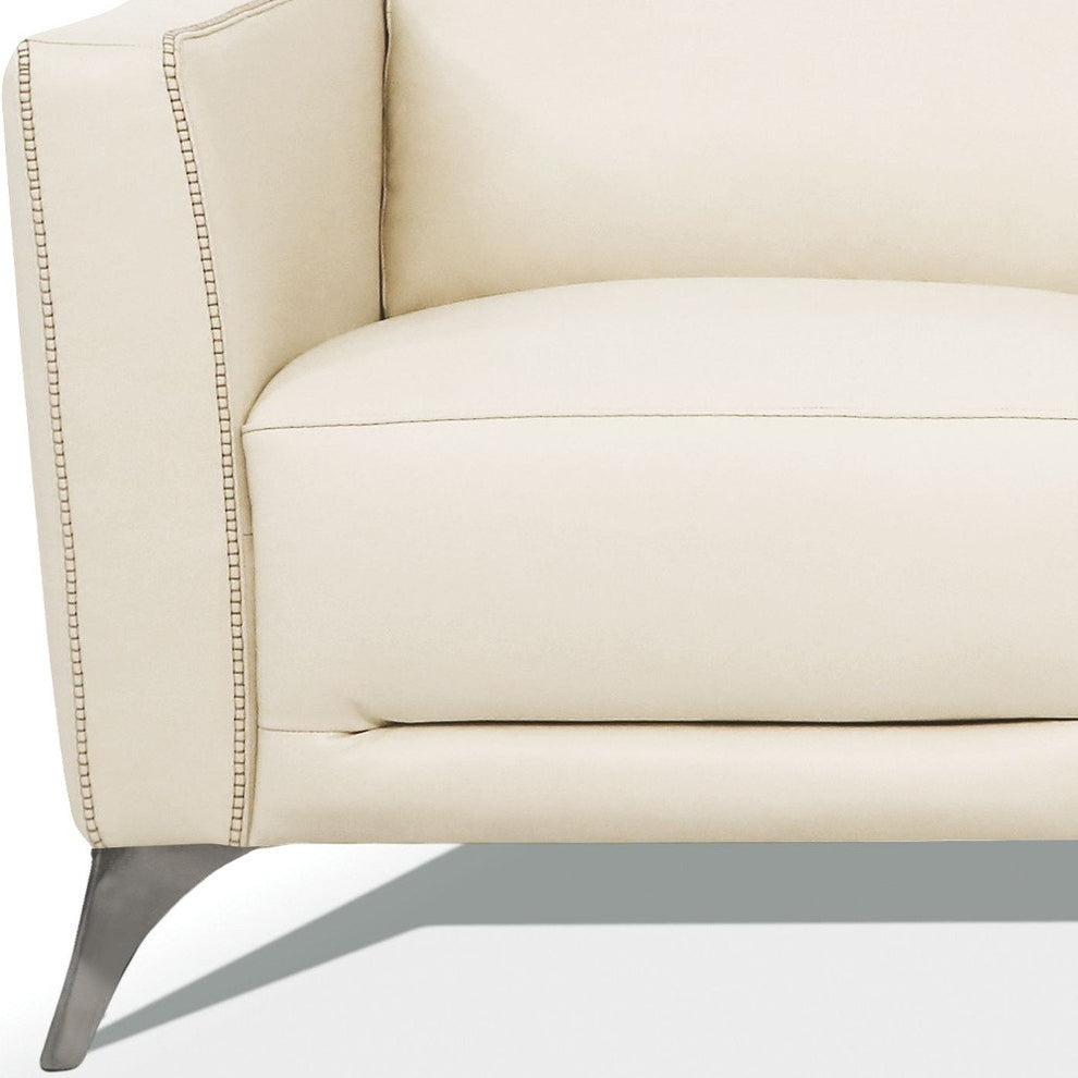 83" Cream Leather And Black Sofa By Homeroots | Sofas | Modishstore - 4